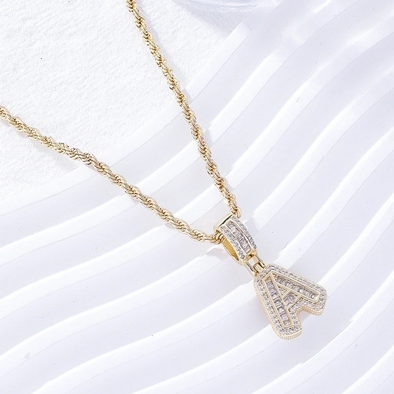 Casual Sweet Shiny Letter Copper Inlay Gold Plated Silver Plated Zircon Pendant Necklace