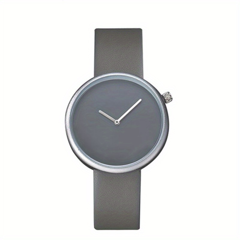 PU Leather Strap Round Dial Quartz Watch Simple Wristwatch Without Second Hand Without Scale