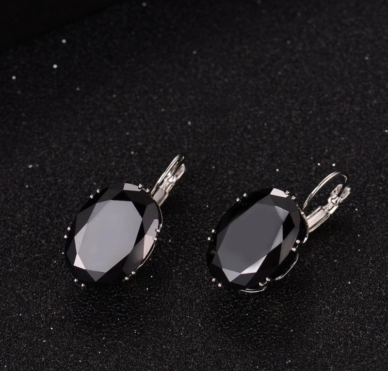1 Pair Elegant Retro Oval Plating Inlay Copper Zircon Rhodium Plated Earrings