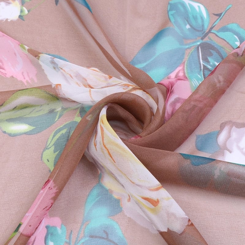 Women's Elegant Flower Georgette Printing Cotton Linen Scarves