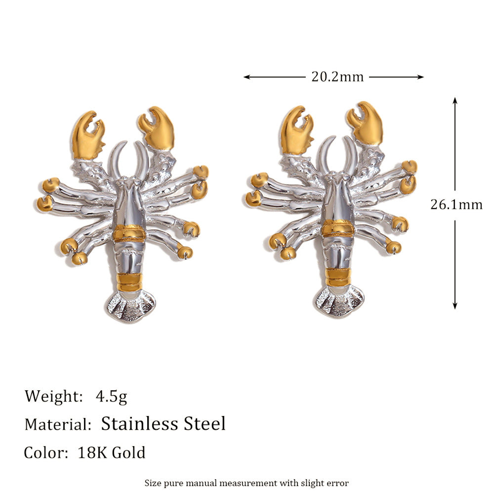 Fashionable Niche Geometric Lobster Hoop Grape Earrings Stainless Steel 18K Gold Plated Angel Earrings