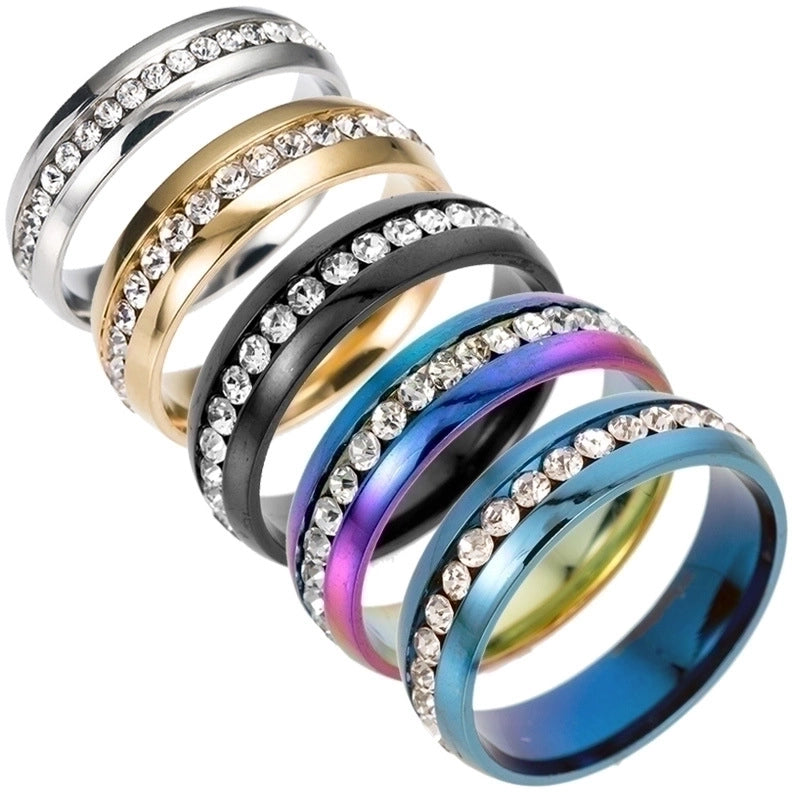 Geometric 201 Stainless Steel Rhinestone Gold Plated