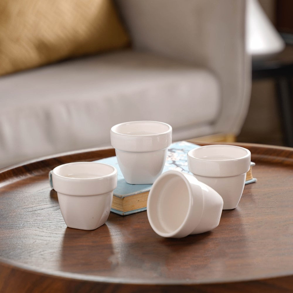 Modern Mini Pot For Decor White Set of 4