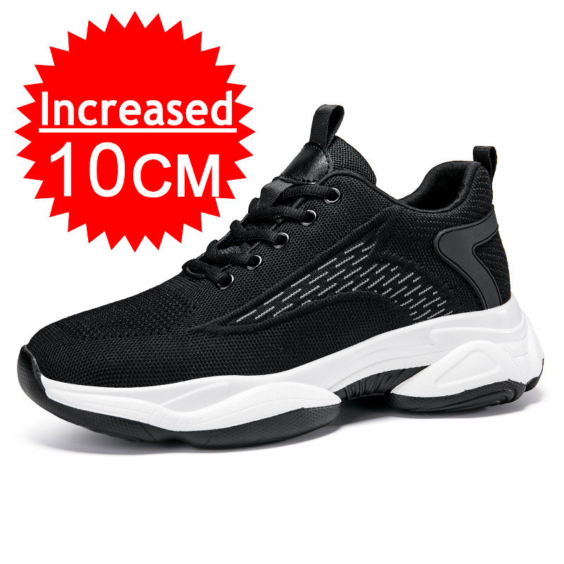 Men Breathable Mesh 10CM Height Incresing Sneakers Men Fashion Shoes Elevator 8CM Outdoor Leisure White Casual Lift Man Footwear