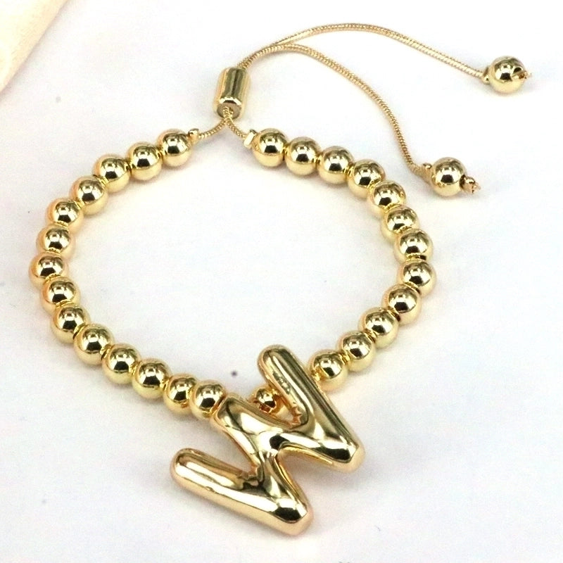 Copper Gold Plated Vintage Style Minimalist Letter Bracelets