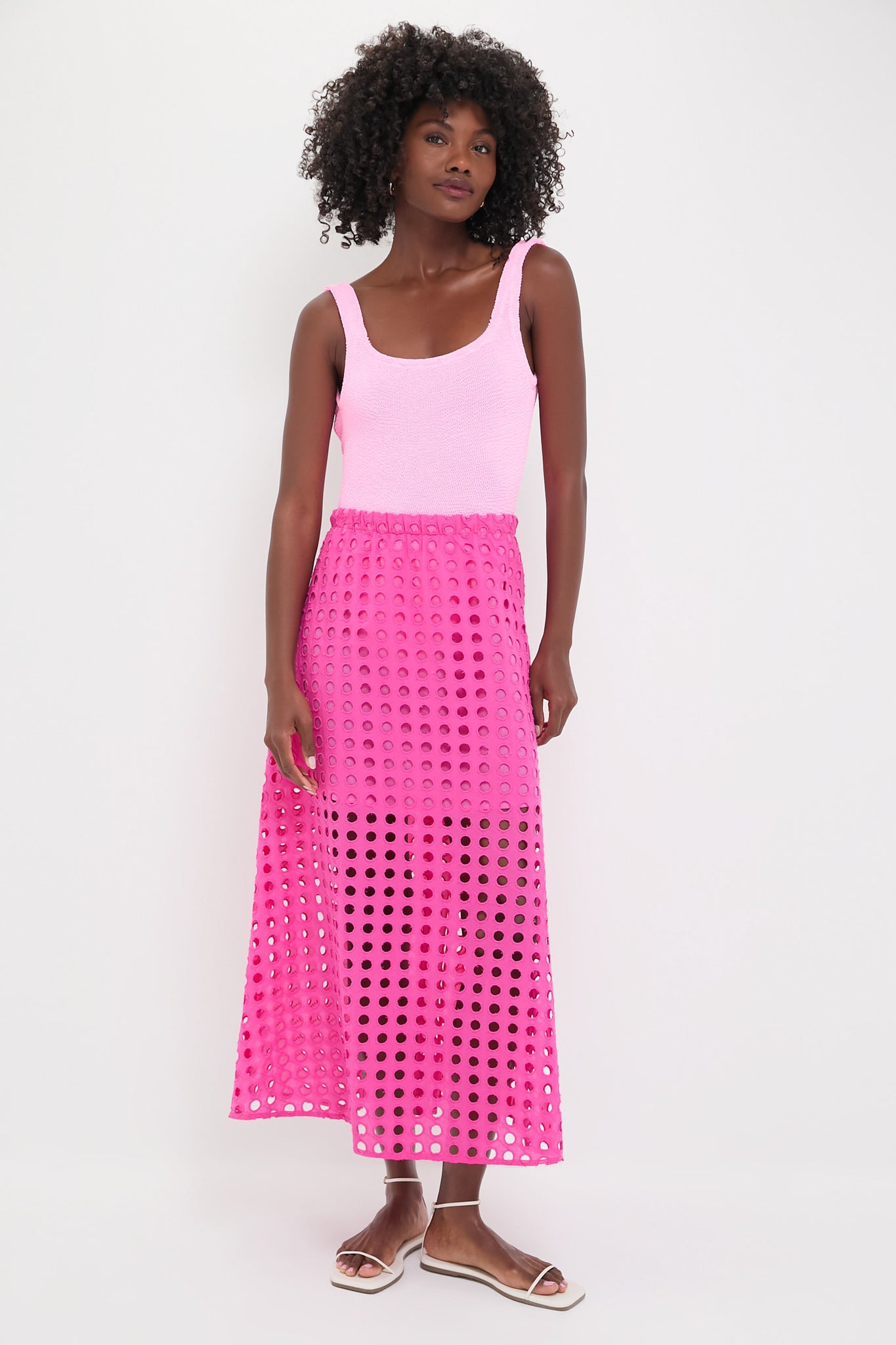 Hot Pink Cotton Eyelet Eve Skirt