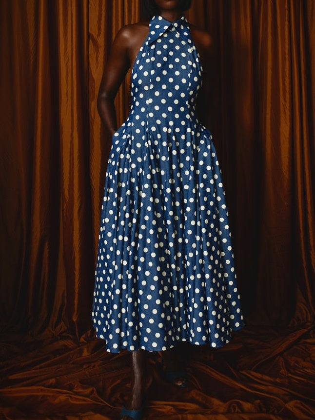 Denim Backless Midi Dress