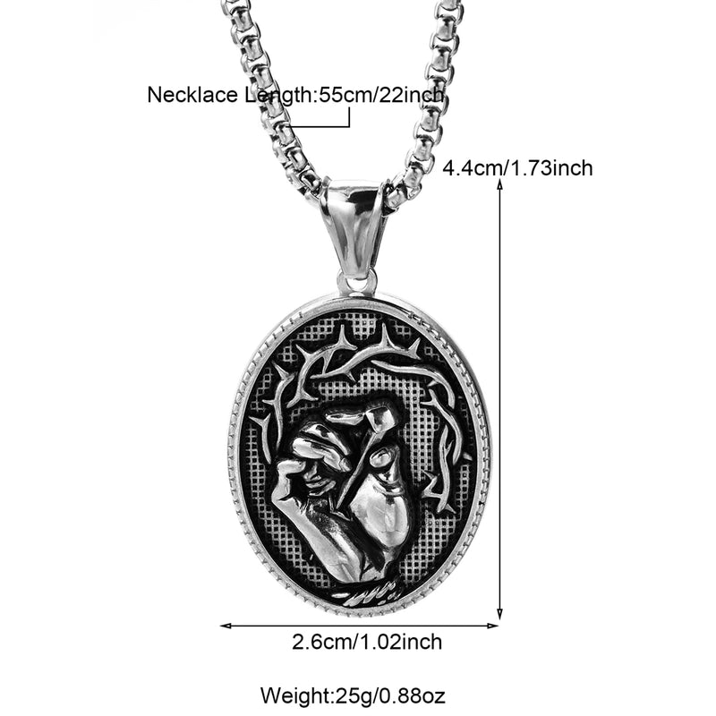 Modern Style Classic Style Portrait Cross Solid Color 304 Stainless Steel 18K Gold Plated Round Pendant Necklace