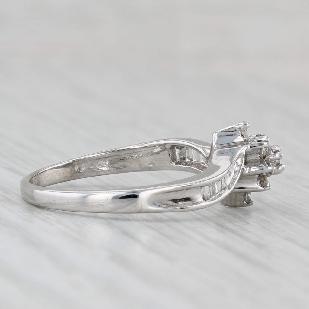 0.24ctw Diamond Cluster Bypass Engagement Ring 10k White Gold Size 7