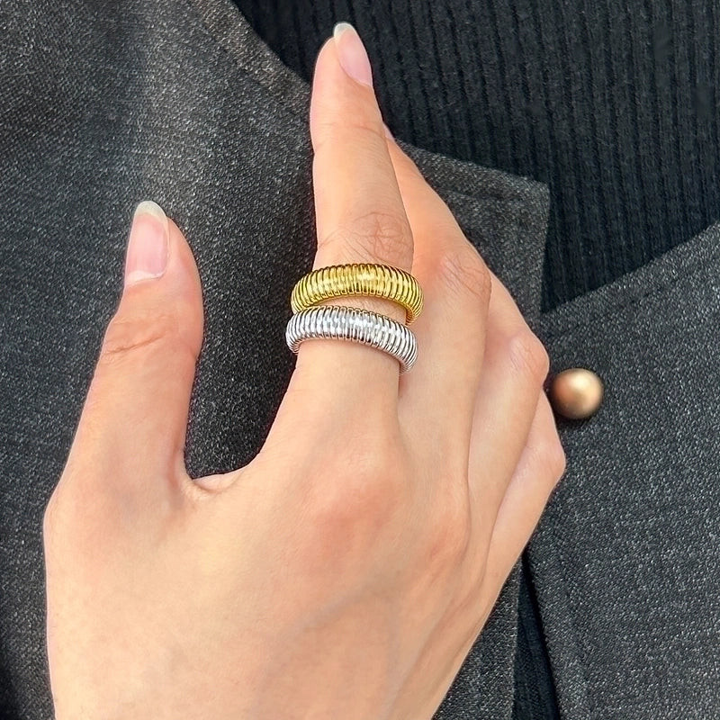 304 Stainless Steel 18K Gold Plated Vintage Style Geometric Rings