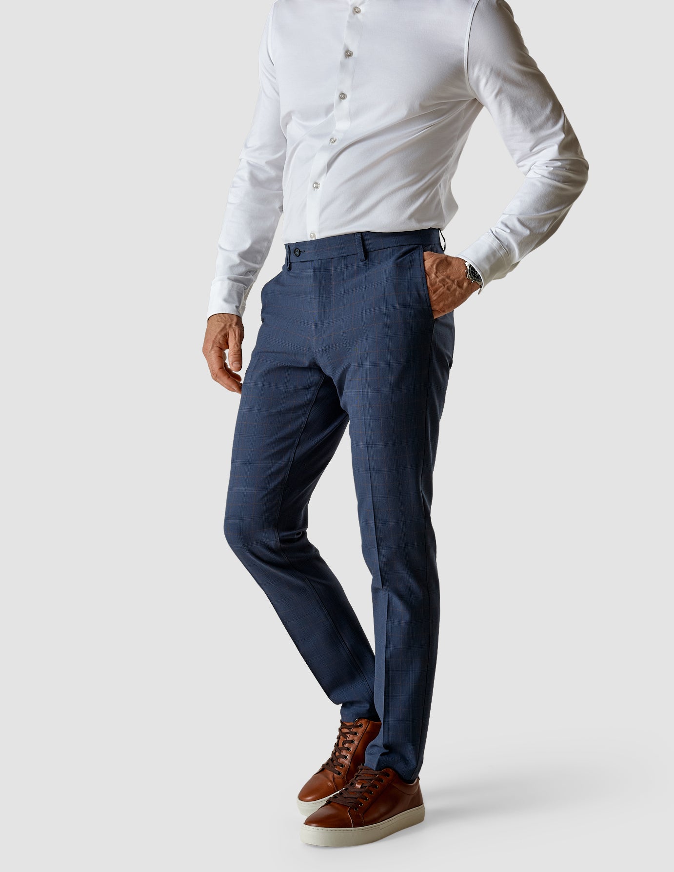 Suit Pants Slim Royal Blue Check