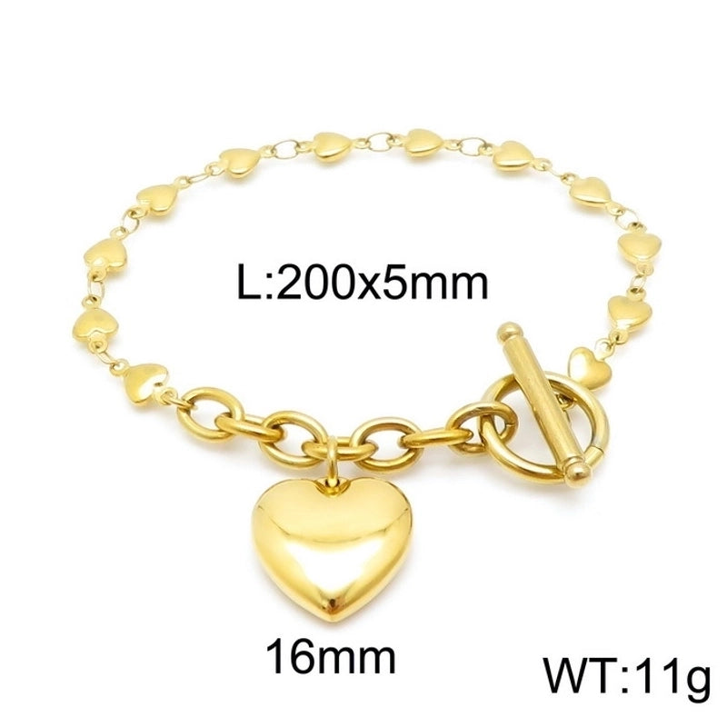 Titanium Steel 18K Gold Plated Fashion Heart