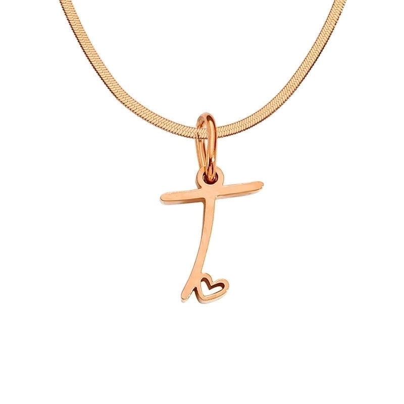 Stainless Steel Titanium Steel 14K Gold Plated Minimalist Plating Letter Heart Shape Pendant Necklace