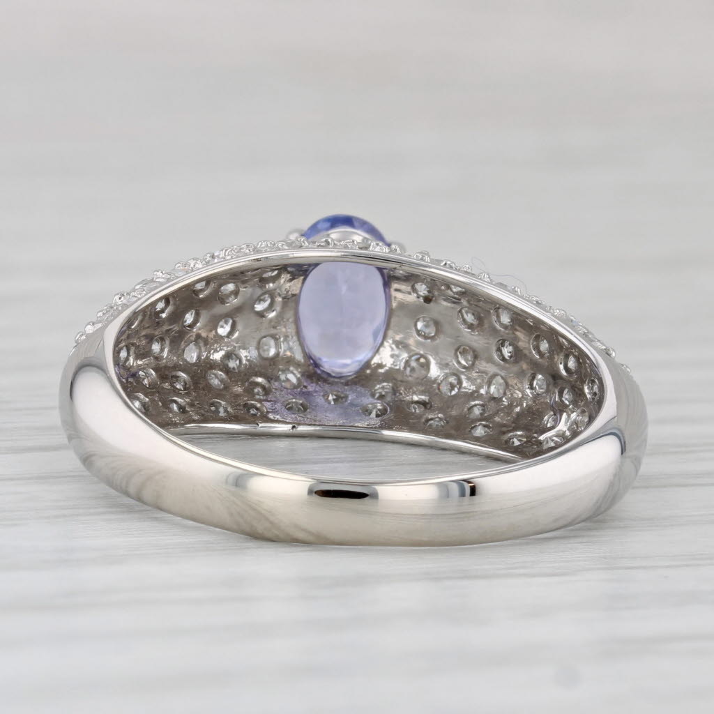 1.15ctw Tanzanite Pave Diamond Ring 14k White Gold Size 9.5