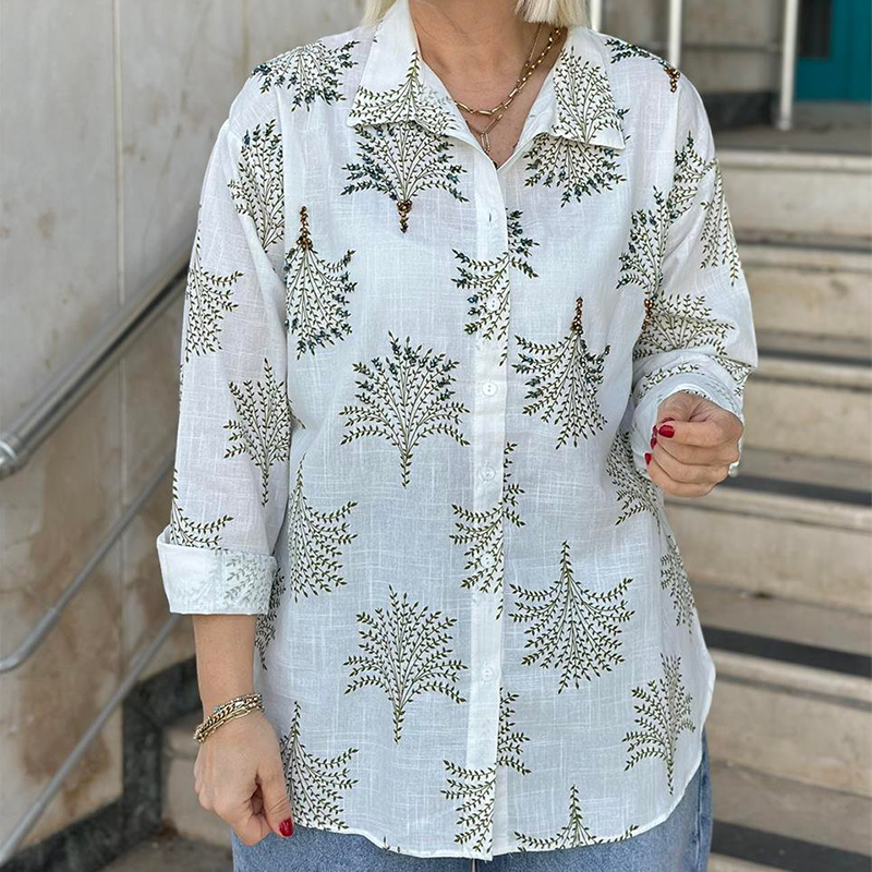 🍁Women's Casual Botanical Print Shirt✨