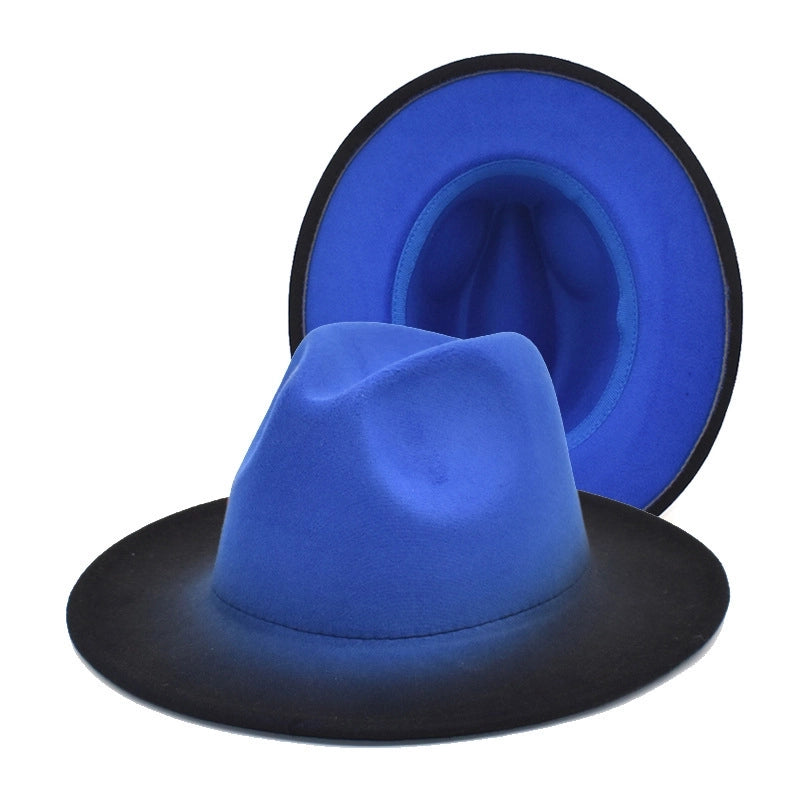 Color Matching New Gradient Jazz Hat Women's Fashion Woolen Hat Hat Men's Outdoor Sun Hat
