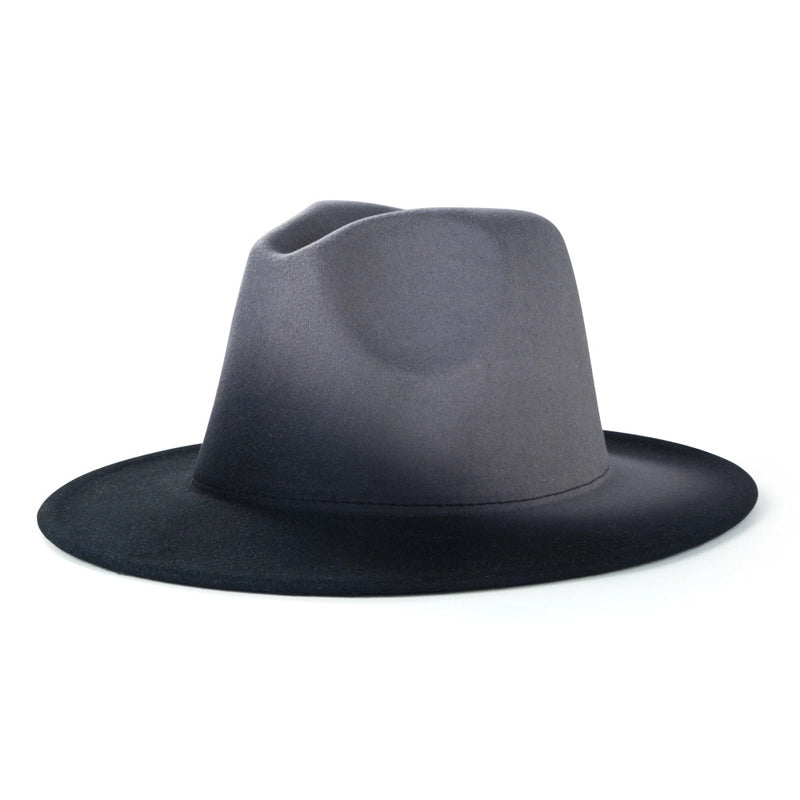 New Woolen Tie-dye Gradient Big Brim Jazz Hat
