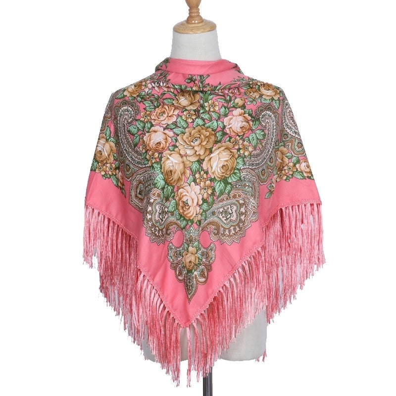 Women's Retro Ethnic Style Flower Cotton Polyester Blend Printing Shawl