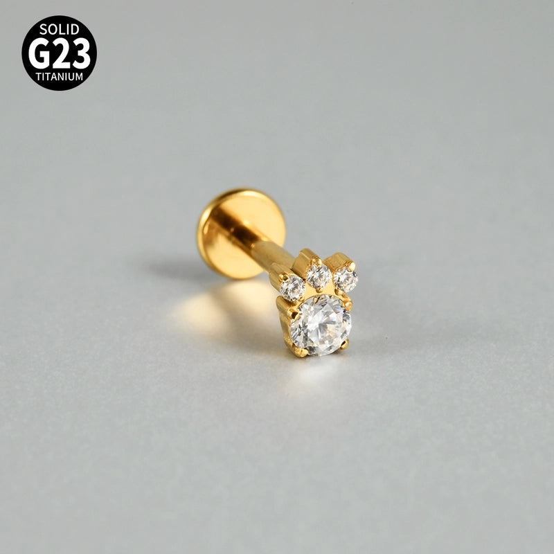1 Piece Ear Cartilage Rings & Studs Casual Hip-Hop Snake Butterfly G23 Titanium Alloy Inlay Zircon 18K Gold Plated Lip Rings Ear Cartilage Rings & Studs