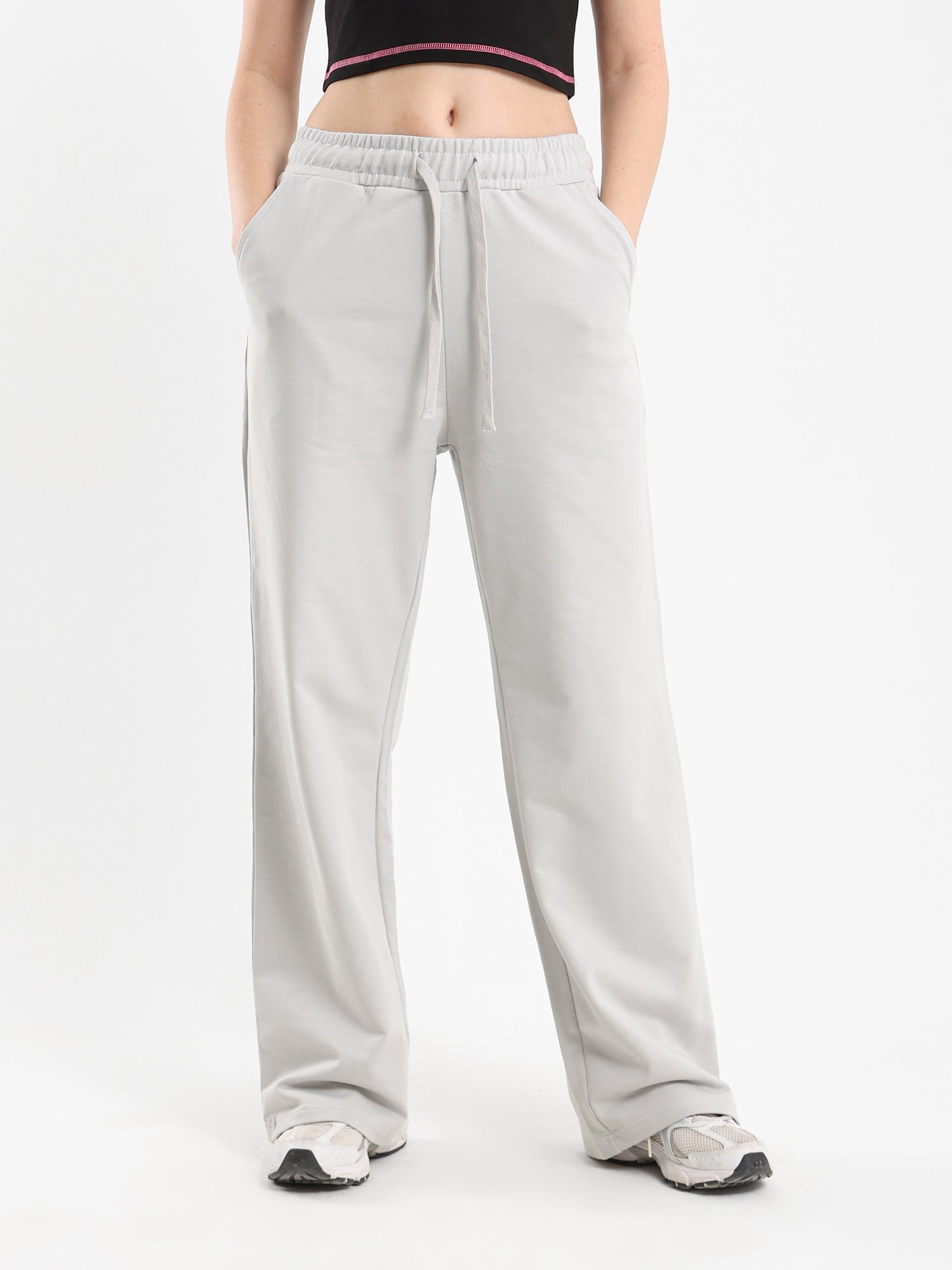 Wide-Leg Melton Joggers