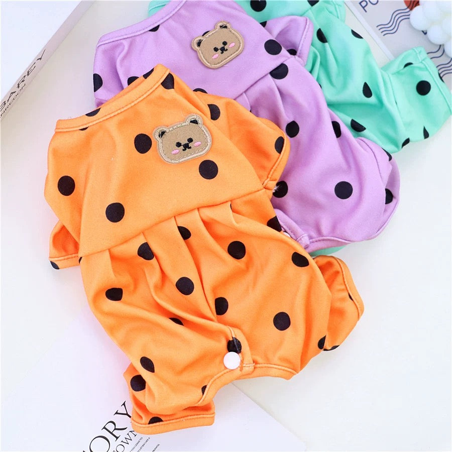 Belly Protecting Polka Dot Dog Jumpsuits