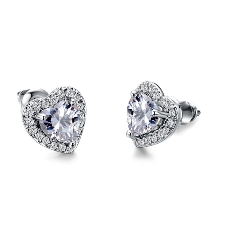 Minimalist Heart Copper Artificial Gemstones Earrings Ear Studs