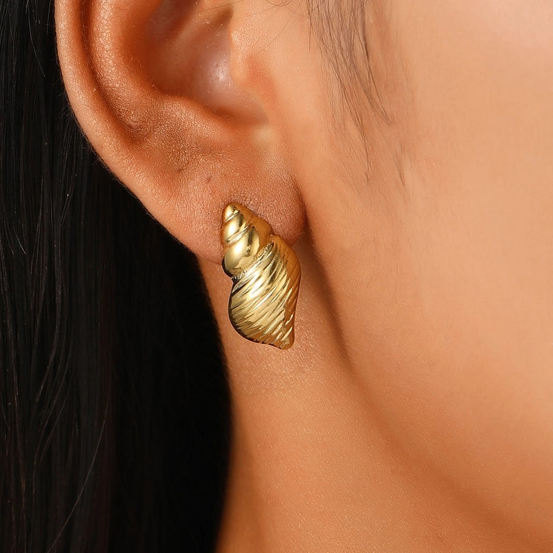 1 Pair Retro Minimalist Commute Geometric 304 Stainless Steel 18K Gold Plated Ear Studs