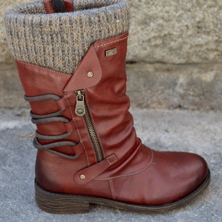 Vintage Premium Waterproof Knitted Zip Boots