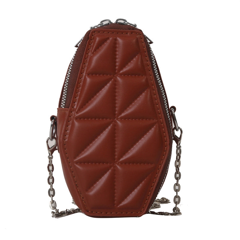 Women's Small All Seasons Pu Leather Argyle Elegant Square Zipper Shoulder Bag Square Bag Chain Bag