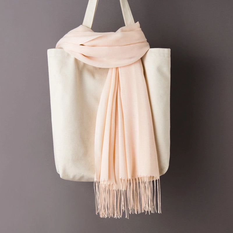 Thin Cashmere Scarf Solid Color Tassel Shawl LOGO Gift Scarf Factory Direct