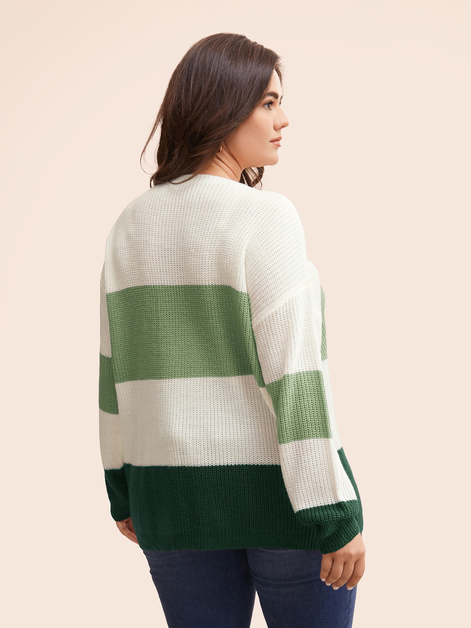 Round Neck Colorblock Contrast Pullover