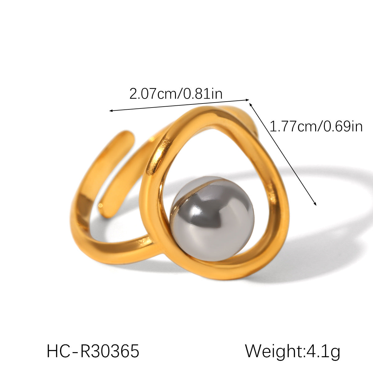 Ins Style Exaggerated Stainless Steel 18K Gold-Plated Ring Female Titanium Steel Ring Hand Jewelry