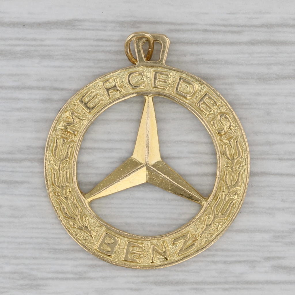 Mercedes Benz Emblem Logo Pendant 18k Yellow Gold Keepsake