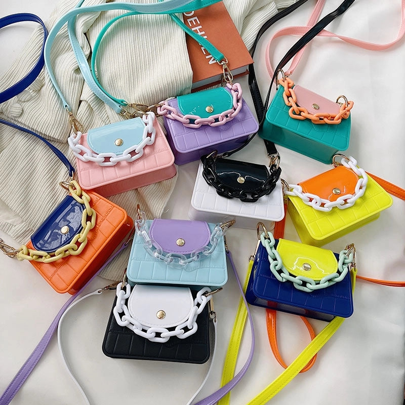 Women's Mini All Seasons Pvc Color Block Fashion Square Magnetic Buckle Square Bag