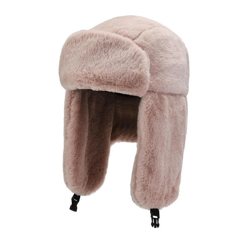 Winter Fleece-lined Men's And Women's Ear Protection Lei Feng Hat Rabbit Fur Windproof Cold-proof Fashion Outdoor Riding Lei Feng Hat