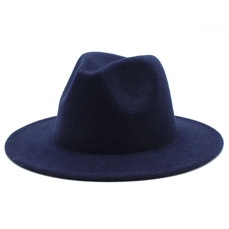 Solid Color Jazz Hat British Style Retro Woolen Hat Adult Embroidery Logo Felt Hat