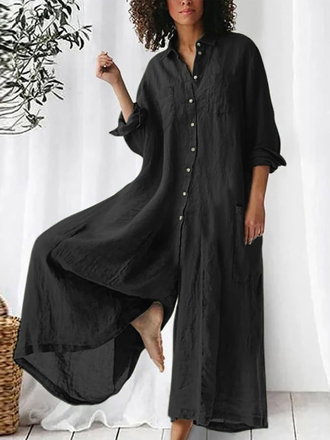 Fashion Casual Loose Long-Sleeved Jumpsuit