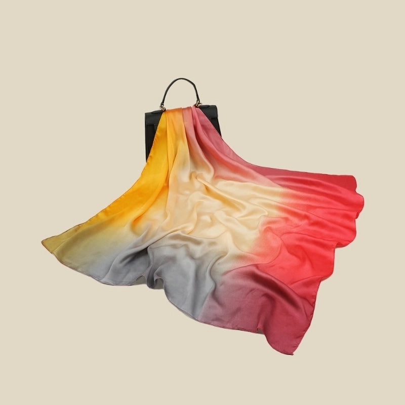Women's Elegant Tie Dye Satin Silk Scarves