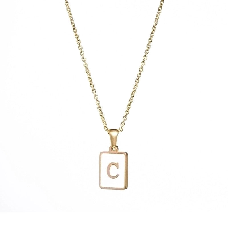 Vintage Style Letter Square 304 Stainless Steel Shell 18K Gold Plated Plating Inlay Pendant Necklace