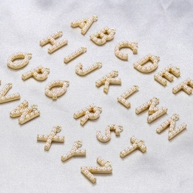 Casual Elegant Minimalist Letter Copper Plating Inlay Artificial Pearls 18k Gold Plated Charms