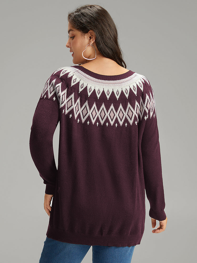 Supersoft Essentials Geo Contrast Raglan Sleeve Pullover