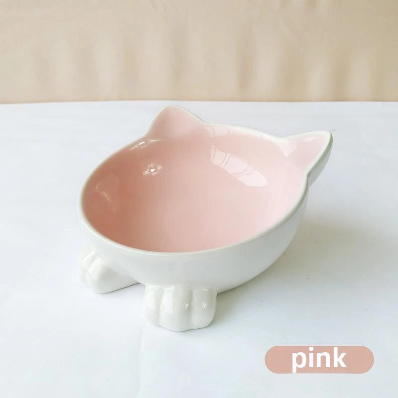 Cat Bowl Ceramic Goblet Pet Bowl Oblique Mouth Cat Bowl Animal Easy Cleaning Cute Ceramic Pet Food Bowl