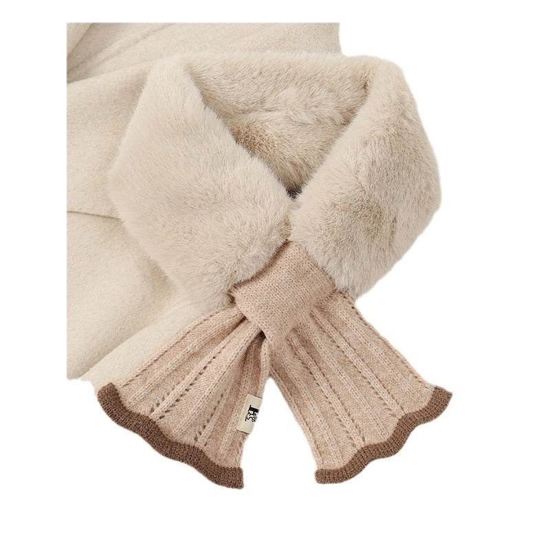 Women's Minimalist Classic Style Solid Color Faux Rabbit Fur Scarf