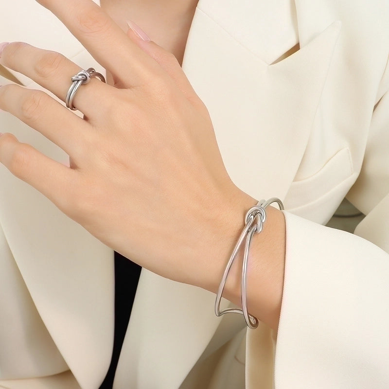 Elegant Geometric Titanium Steel 18K Gold Plated Plating Rings Bracelets