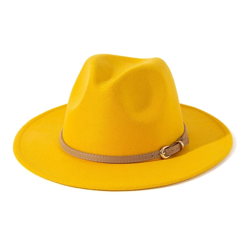 Fashion Flat Top Hat Women's British French Socialite Elegant Felt Hat Autumn And Winter Warm Jazz Hat Men's