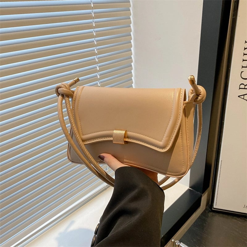 Women's Pu Leather Solid Color Basic Square Magnetic Buckle Shoulder Bag Crossbody Bag