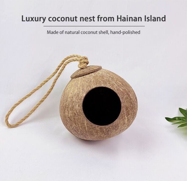 🦜🦜Coconut Nest Hut with ladder hanging bird house hamster nest Limited time discount