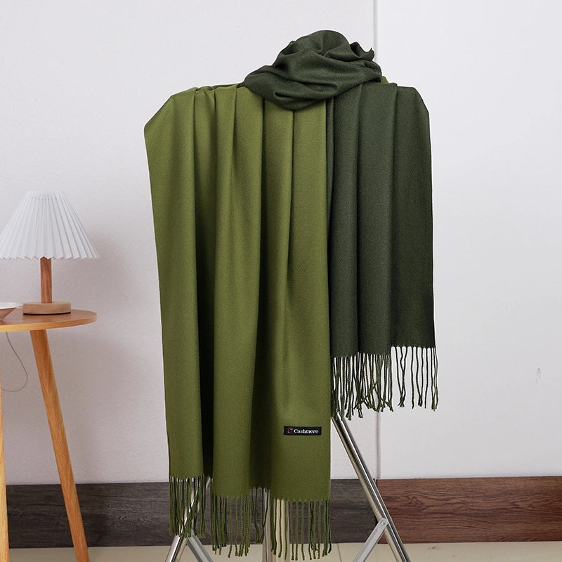 Double-sided Scarf Women's Winter Tassel Cashmere Scarf Autumn And Winter Version New Wool Men's Scarf