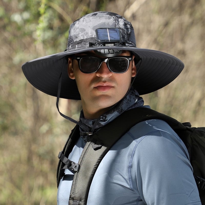 🔥LAST DAY 49% OFF🔥- Wide Brim Solar Fan Outdoor Fishing Hat-Solar & USB Charging