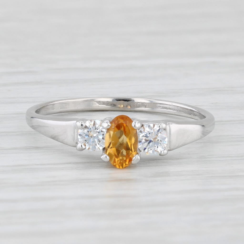 0.40ctw Oval Citrine Cubic Zirconia Ring 10k White Gold Size 6.25